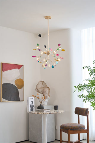 Lustra Lustre Feuille Colorée Bras Dorés