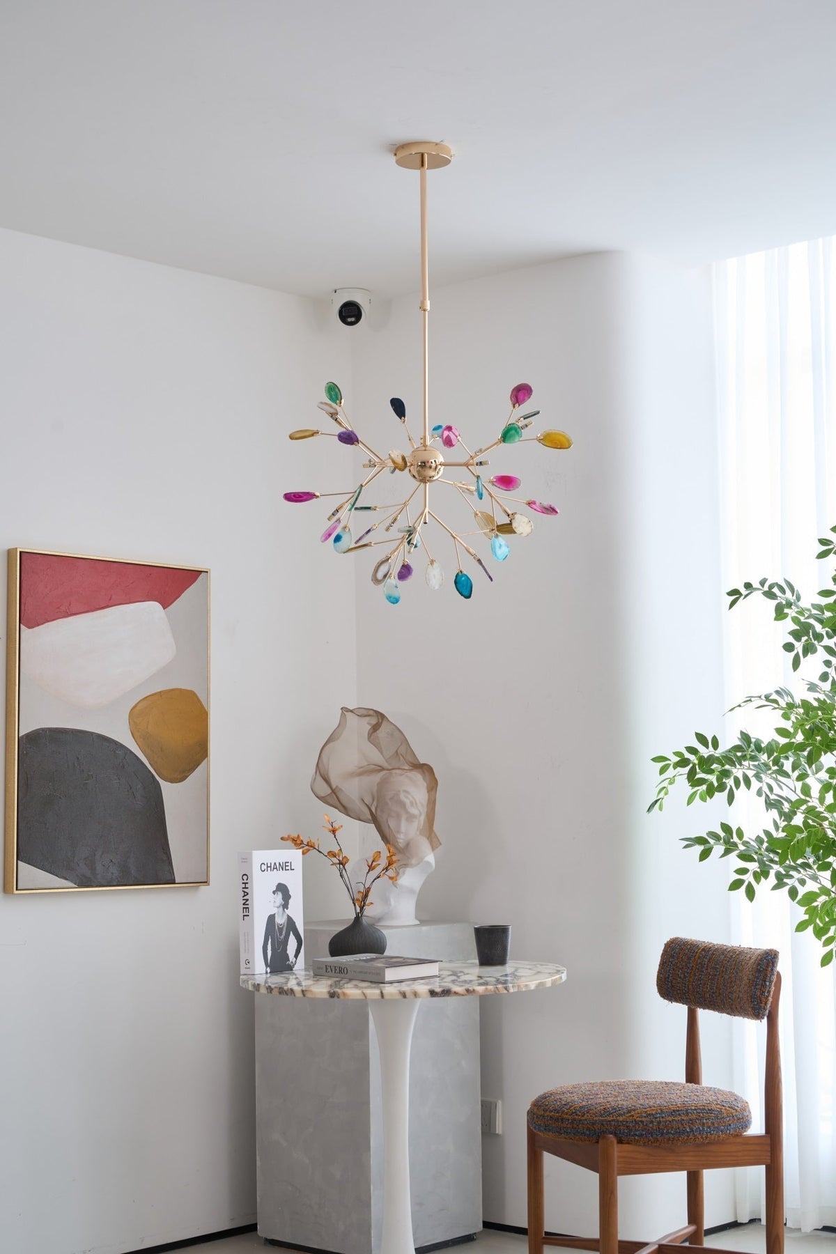 Rivana Lustre Feuille Colorée Bras Dorés