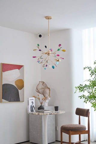 Lustra Lustre Feuille Colorée Bras Dorés