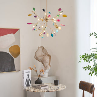 Lustra Lustre Feuille Colorée Bras Dorés