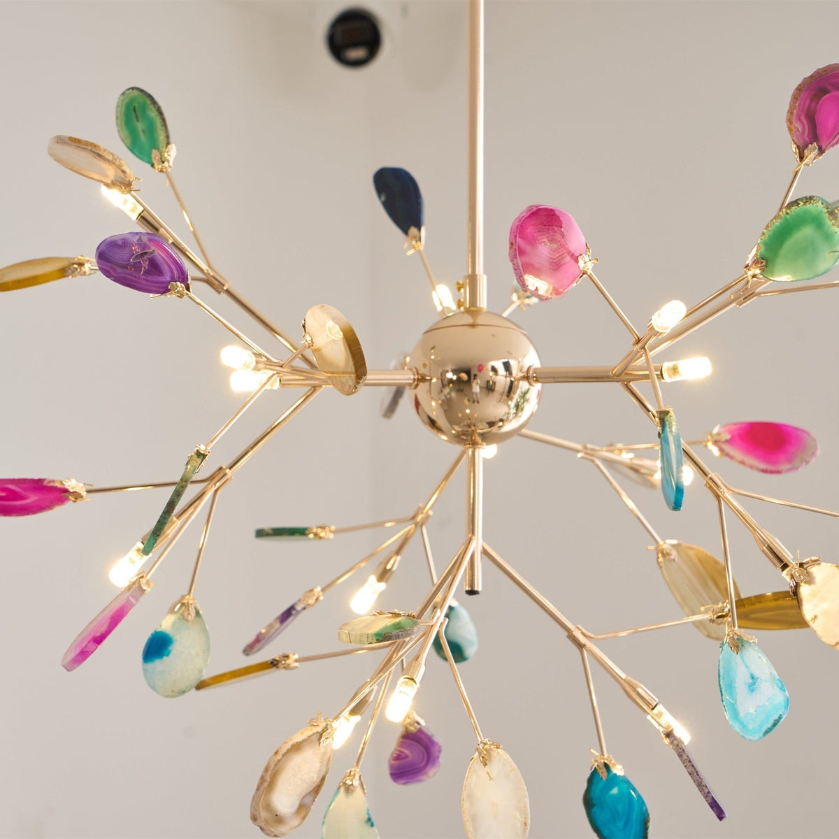 Rivana Lustre Feuille Colorée Bras Dorés