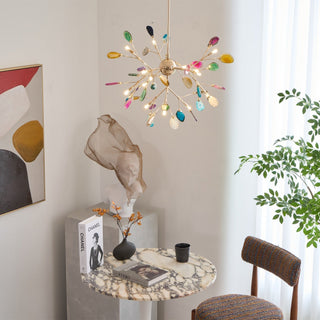 Lustra Lustre Feuille Colorée Bras Dorés