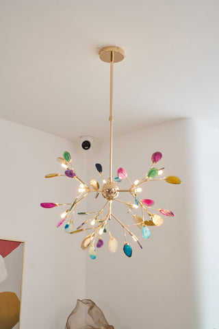 Lustra Lustre Feuille Colorée Bras Dorés