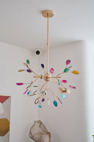 Lustra Lustre Feuille Colorée Bras Dorés