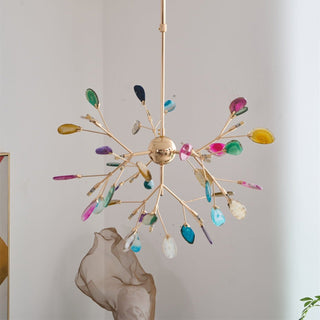 Lustra Lustre Feuille Colorée Bras Dorés