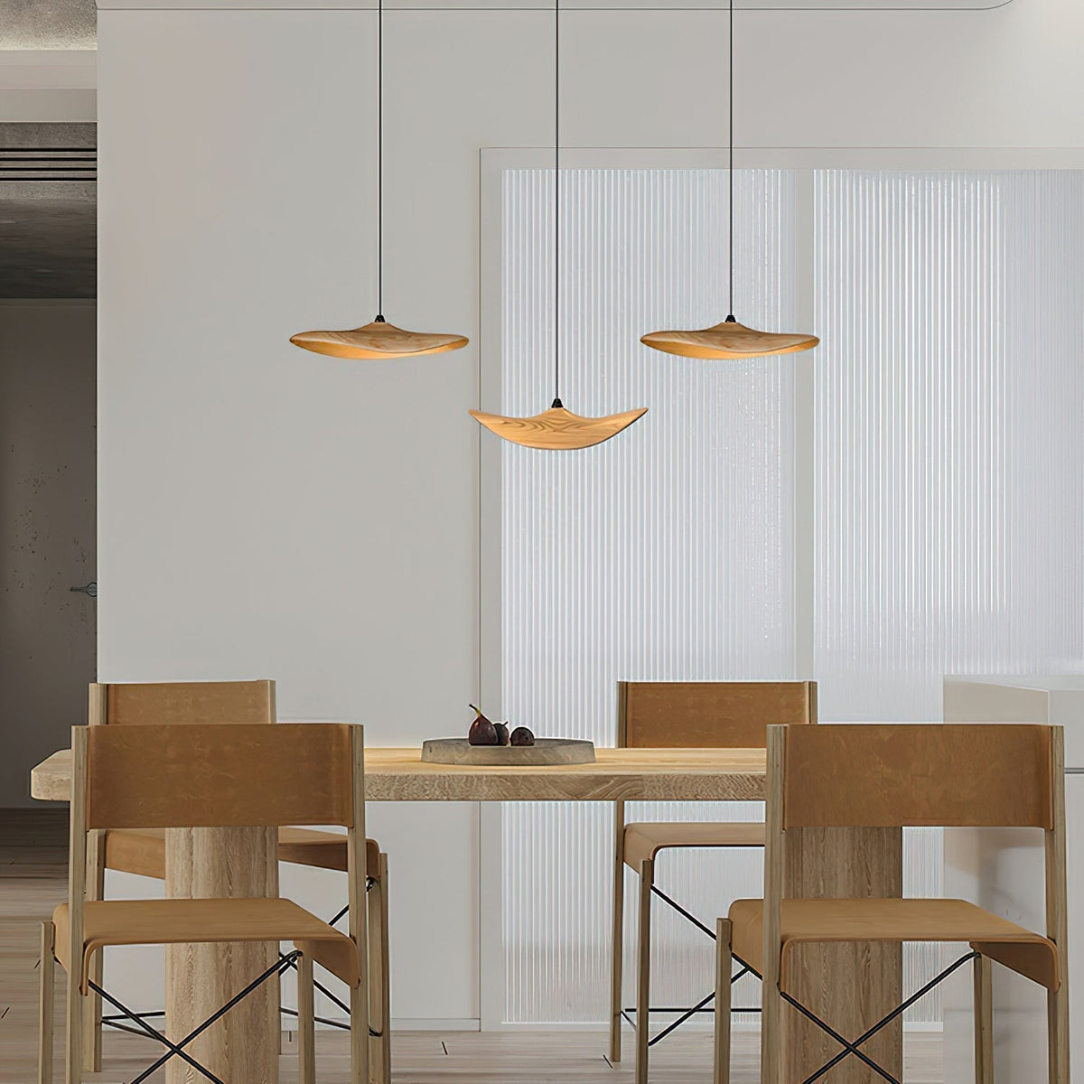 Saluna Lustre Bois Feuille Vide Minimaliste