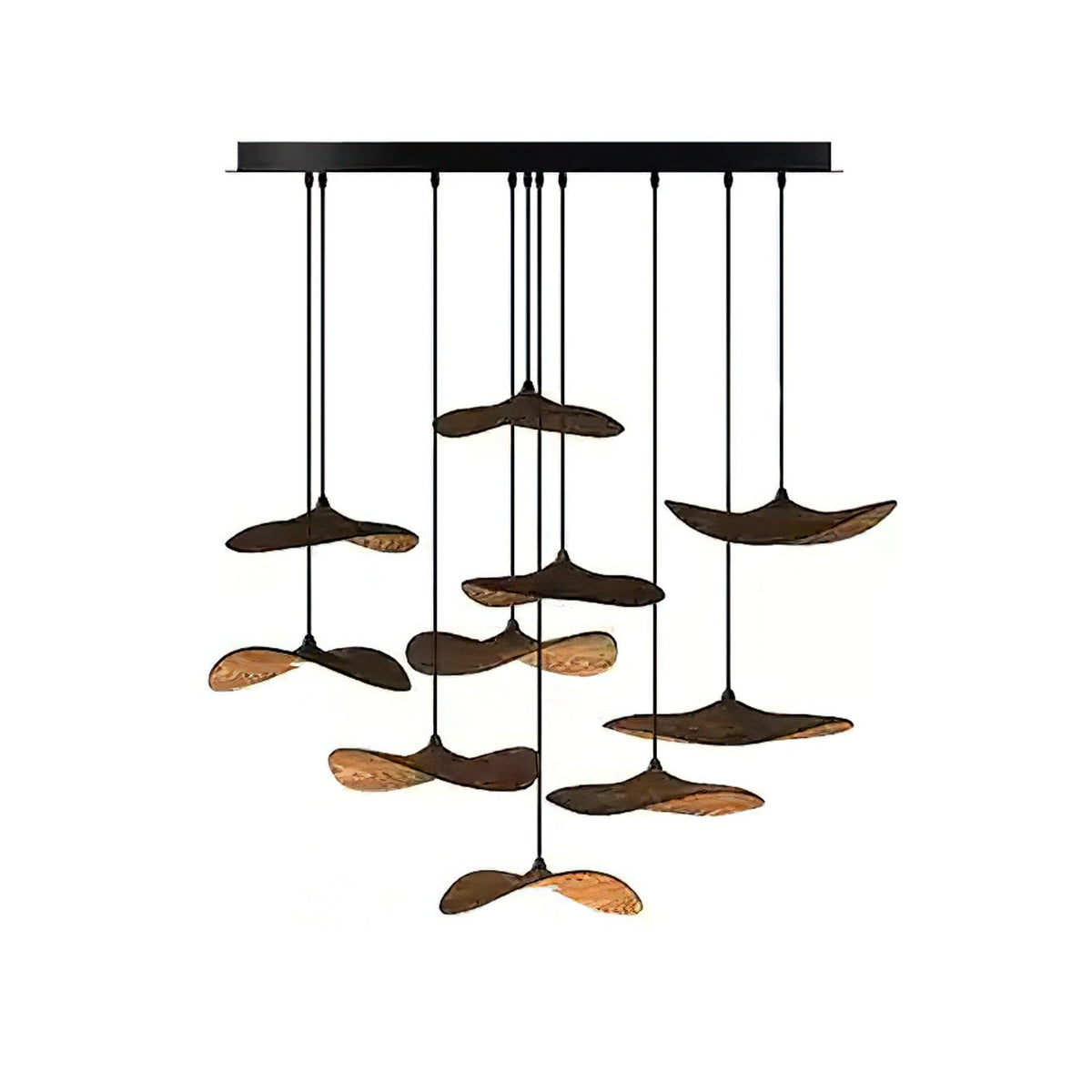 Saluna Lustre Bois Feuille Vide Minimaliste