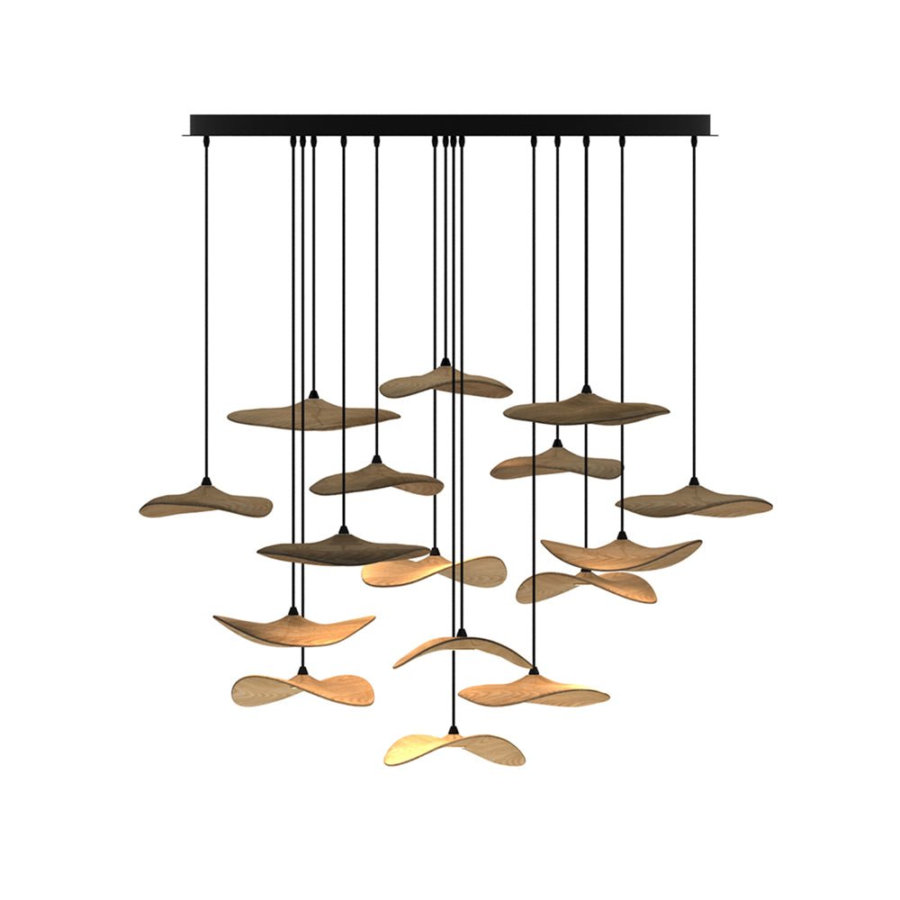 Saluna Lustre Bois Feuille Vide Minimaliste