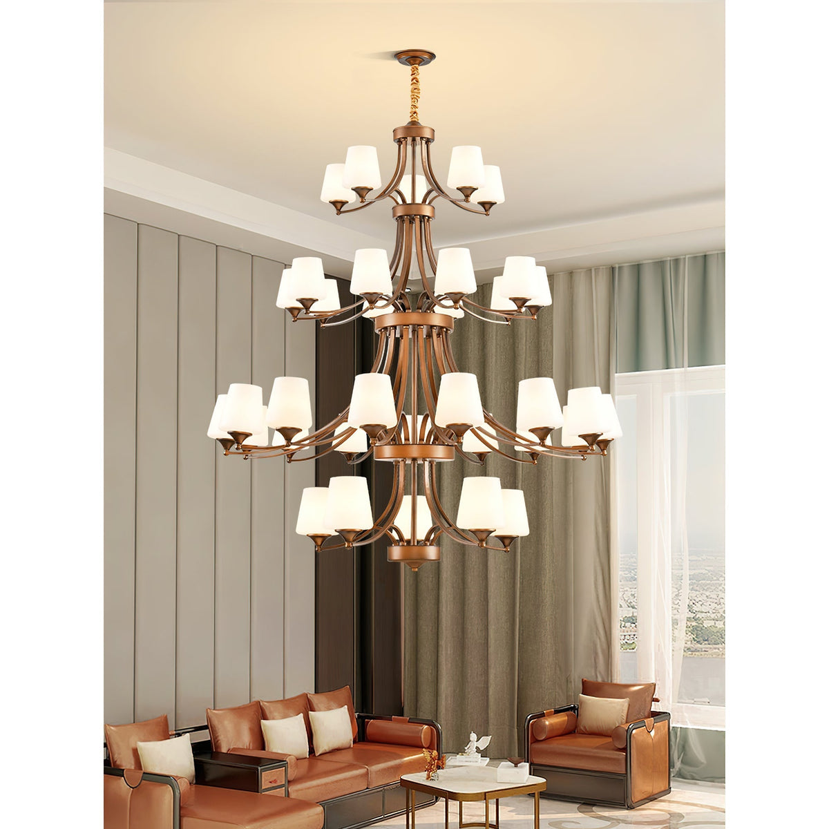 Ulrinara Lustre Laiton Verre Luxe Postmoderne Salon