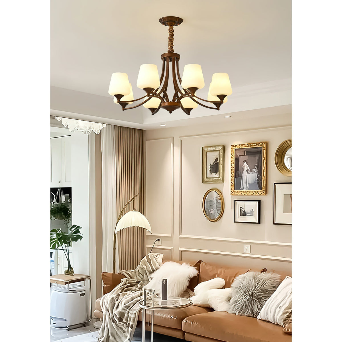 Ulrinara Lustre Laiton Verre Luxe Postmoderne Salon
