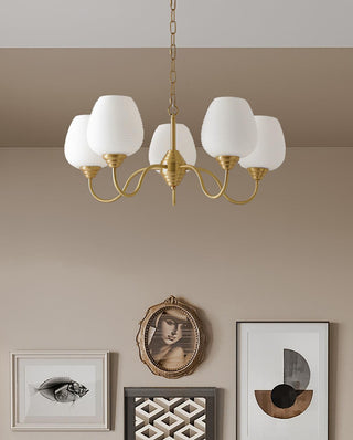 Lustra Lustre Laiton Antique Verre Blanc