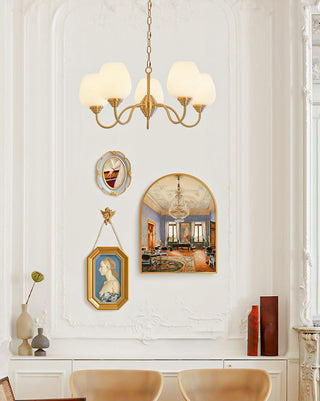 Lustra Lustre Laiton Antique Verre Blanc