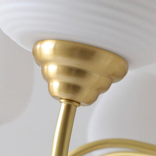 Lustra Lustre Laiton Antique Verre Blanc