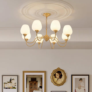 Lustra Lustre Laiton Antique Verre Blanc