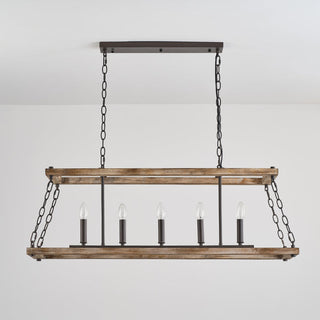 Ilcaryra Lustre Métal Bois Industriel Vintage Île Salon
