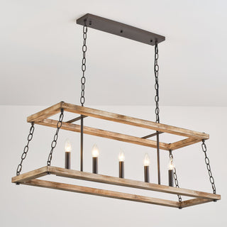 Ilcaryra Lustre Métal Bois Industriel Vintage Île Salon