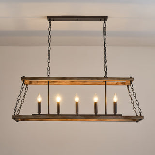Ilcaryra Lustre Métal Bois Industriel Vintage Île Salon