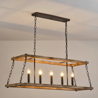 Ilcaryra Lustre Métal Bois Industriel Vintage Île Salon