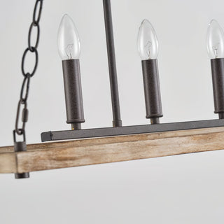 Ilcaryra Lustre Métal Bois Industriel Vintage Île Salon