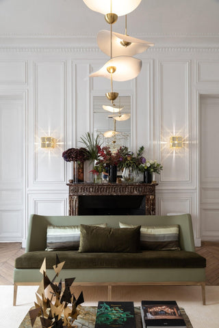 Lustra Suspension Double Biscuit pour Salon