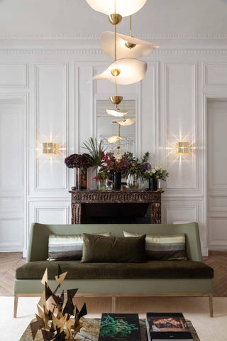 Lustra Suspension Double Biscuit pour Salon