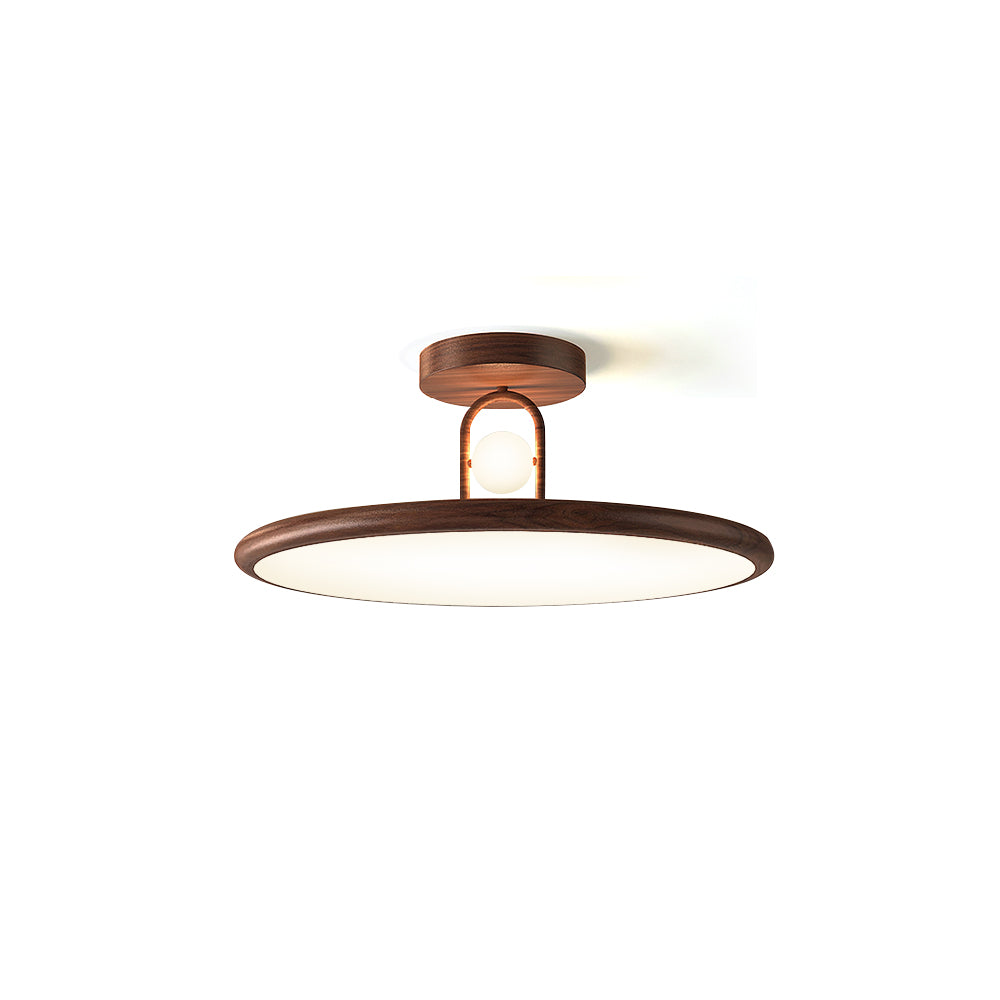 Envostar modern ceiling lamp in wood color finish against a plain wall.