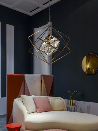 Zevira Suspension glamour en laiton et cristal