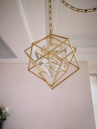 Zevira Suspension glamour en laiton et cristal