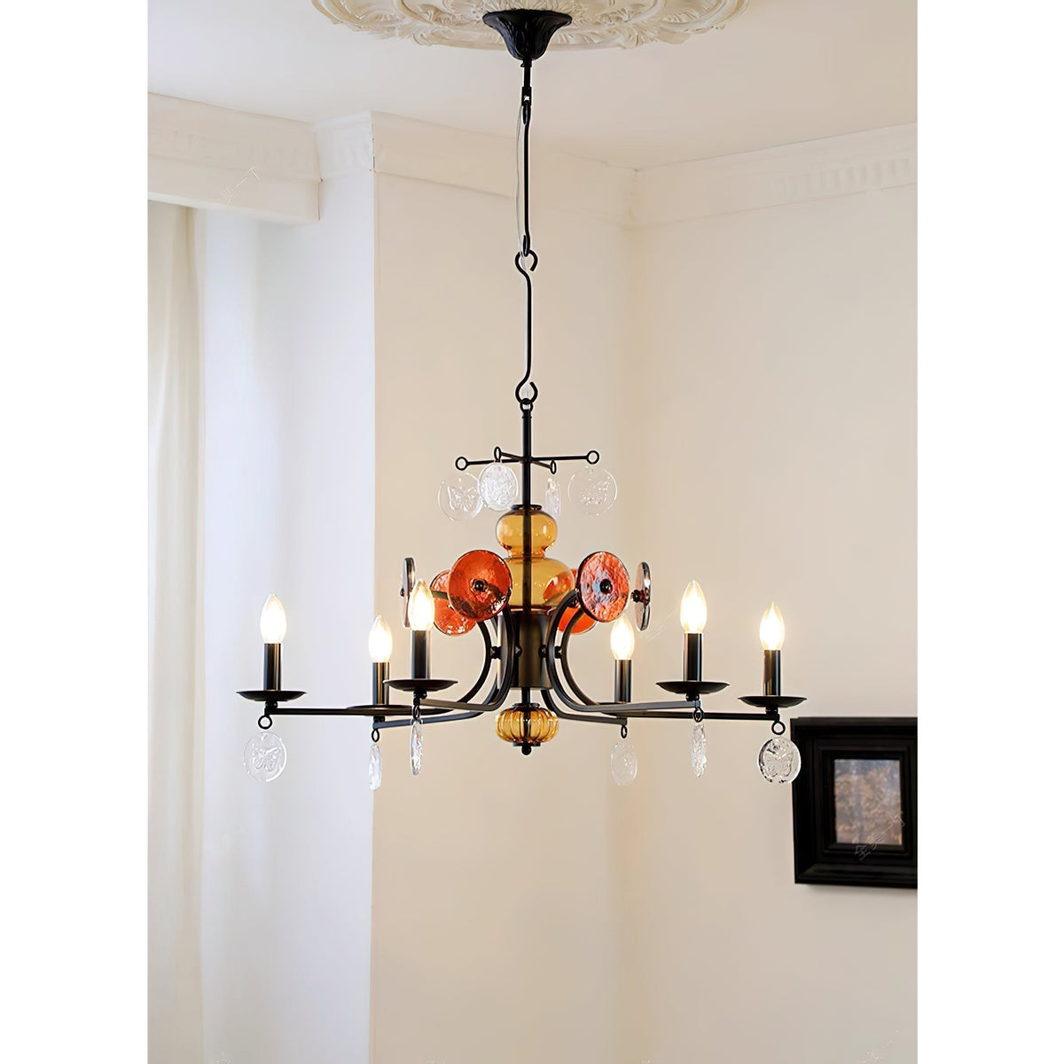 Anorion Lustre Métal Verre Luxe Vintage Salon