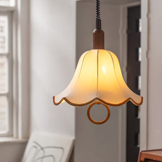 Eurvaryra Classique Élégance Tissu Bois Suspension Lumière
