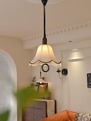 Eurvaryra Classique Élégance Tissu Bois Suspension Lumière