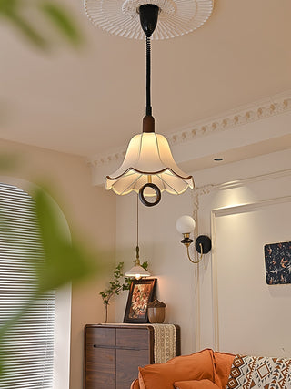 Eurvaryra Classique Élégance Tissu Bois Suspension Lumière