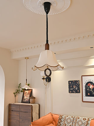 Eurvaryra Classique Élégance Tissu Bois Suspension Lumière