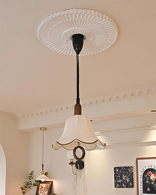 Eurvaryra Classique Élégance Tissu Bois Suspension Lumière