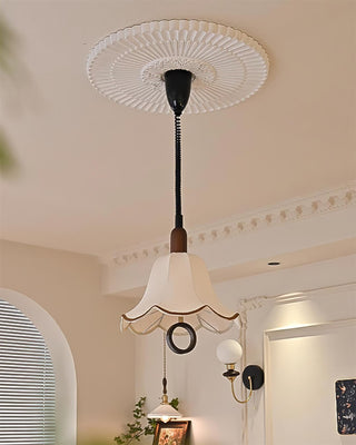 Eurvaryra Classique Élégance Tissu Bois Suspension Lumière