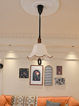 Eurvaryra Classique Élégance Tissu Bois Suspension Lumière