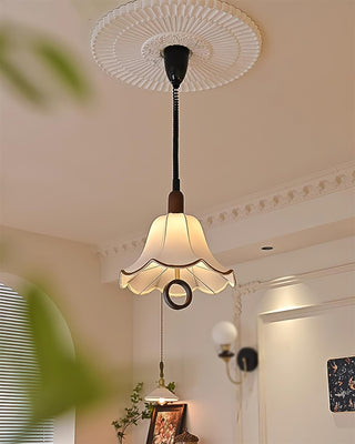 Eurvaryra Classique Élégance Tissu Bois Suspension Lumière