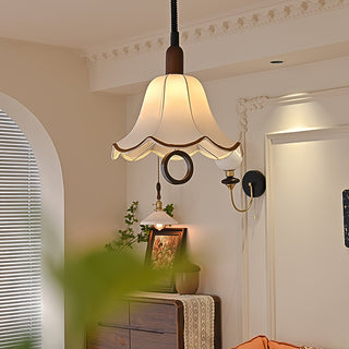 Eurvaryra Classique Élégance Tissu Bois Suspension Lumière