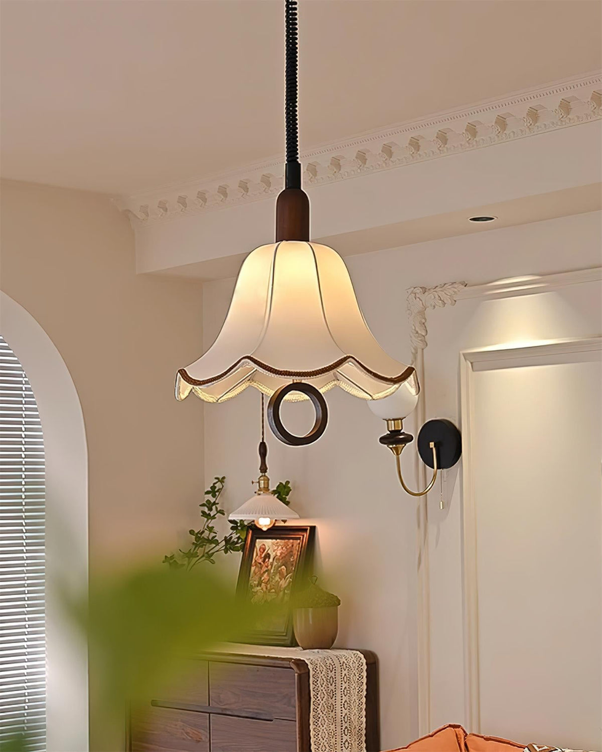 Ivaraine Classique Élégance Tissu Bois Suspension Lumière