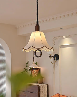 Eurvaryra Classique Élégance Tissu Bois Suspension Lumière