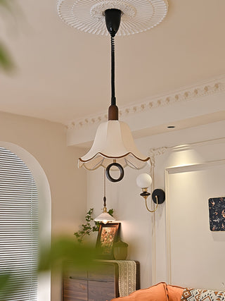 Eurvaryra Classique Élégance Tissu Bois Suspension Lumière