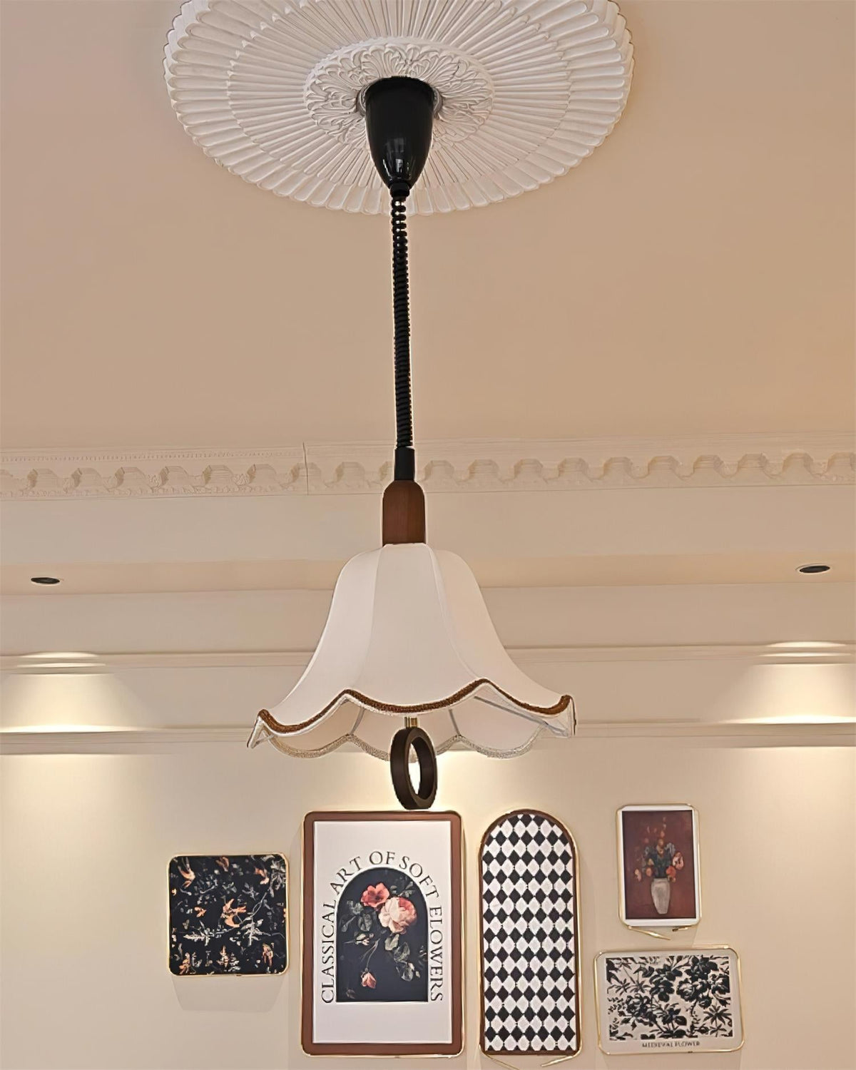 Ivaraine Classique Élégance Tissu Bois Suspension Lumière