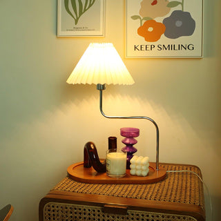 Ornelle Lampe de Table en Bois Et Tissu d'Art