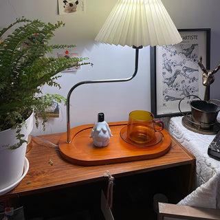 Ornelle Lampe de Table en Bois Et Tissu d'Art