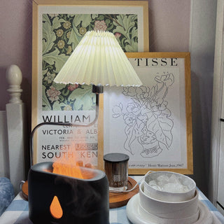 Ornelle Lampe de Table en Bois Et Tissu d'Art