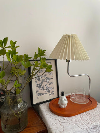 Ornelle Lampe de Table en Bois Et Tissu d'Art