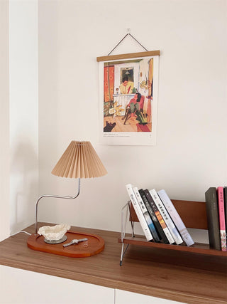 Ornelle Lampe de Table en Bois Et Tissu d'Art
