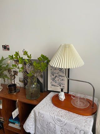 Ornelle Lampe de Table en Bois Et Tissu d'Art