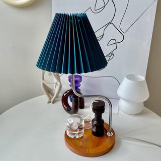 Ornelle Lampe de Table en Bois Et Tissu d'Art