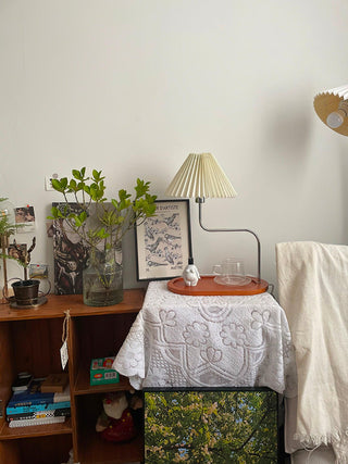 Ornelle Lampe de Table en Bois Et Tissu d'Art